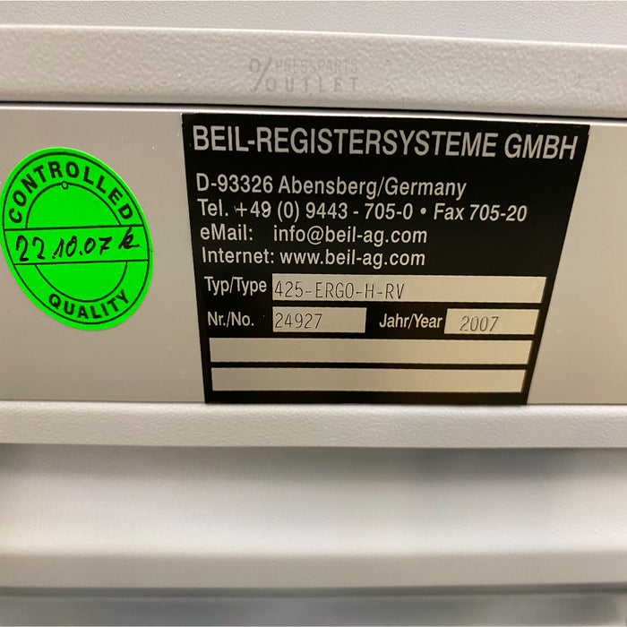 BEIL Puncher Printing plate ERGO-H-RV width up to 425 mm - BEIL Stanze Ringvezier / Druckplattenbreite ERGO-H-RV 425 mm